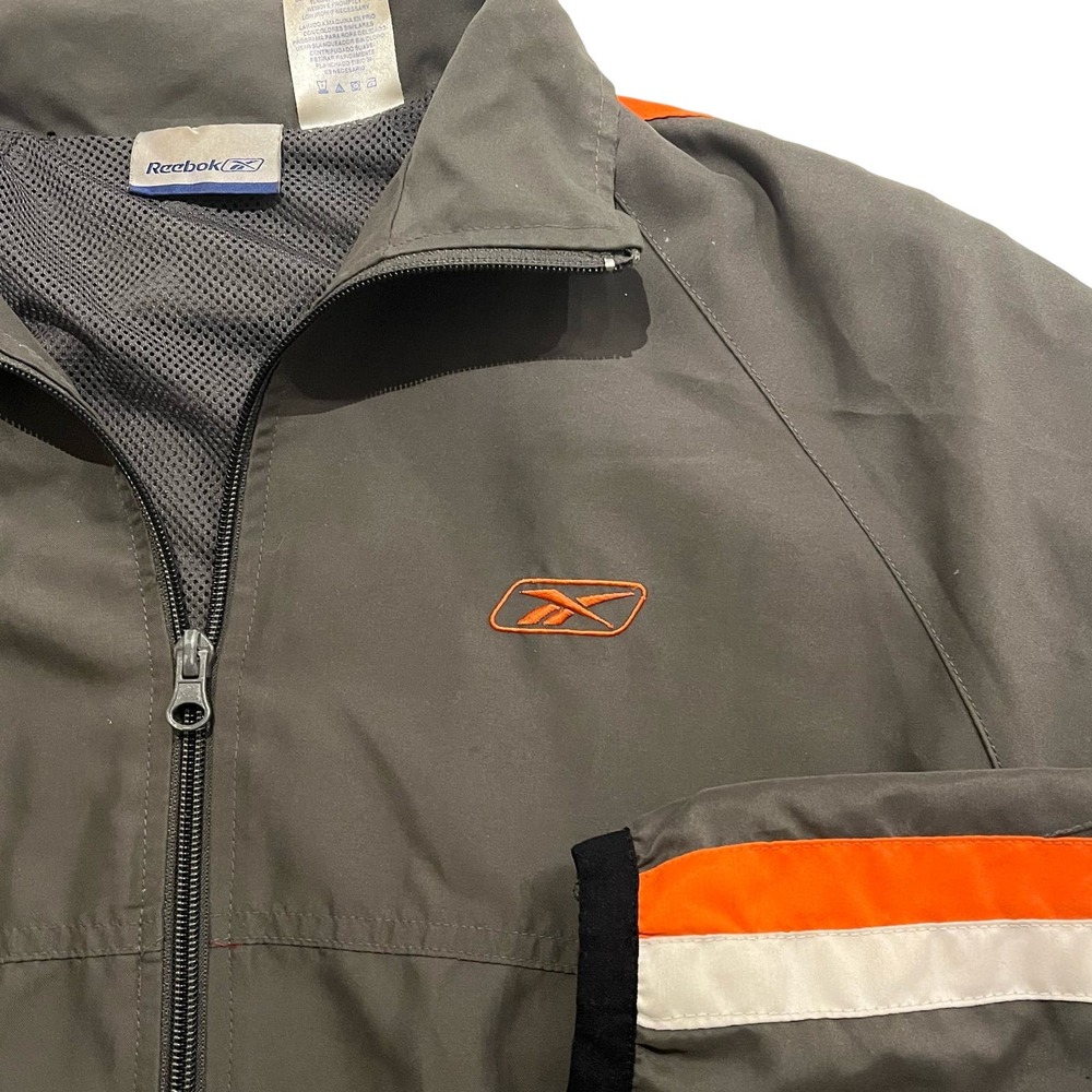 Vintage 90s Brown Reebok Windbreaker Jacket Size XL Color Block Orange White